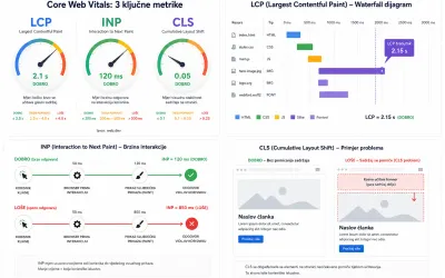 PageSpeed Insights izvještaj koji prikazuje zelene bodove za LCP, INP i CLS metriku
